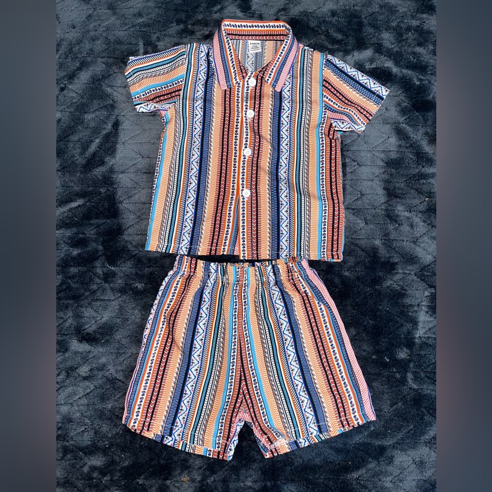 SHEIN Colorful Striped Kids Pajama Set